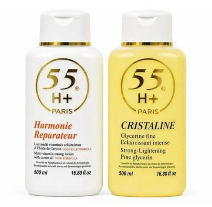 55 H+ Paris Harmonie Reparateur and Cristaline 500 ml bottles