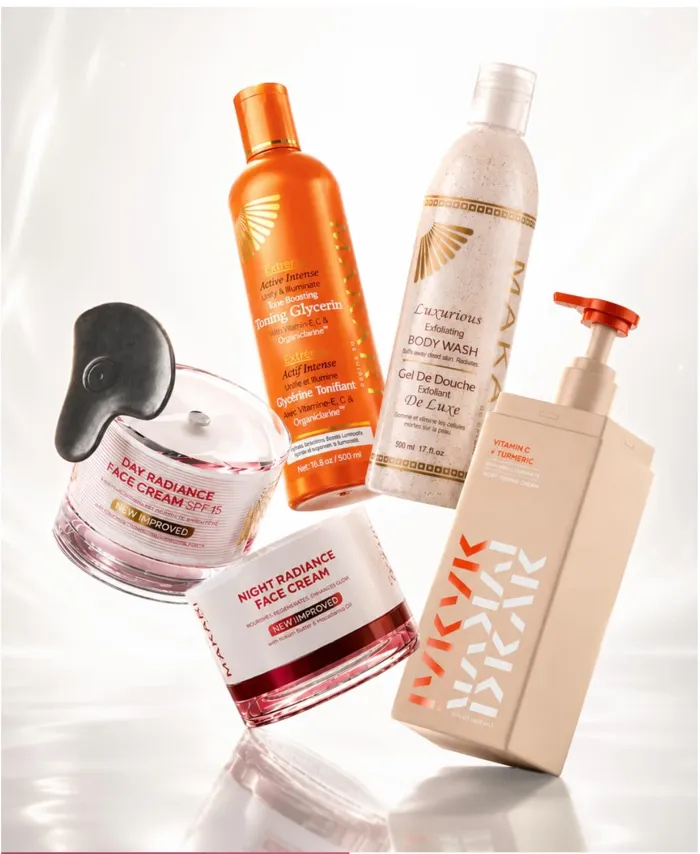 Makari De Suisse range of face creams, toning glycerin, exfoliating body wash and body toning cream